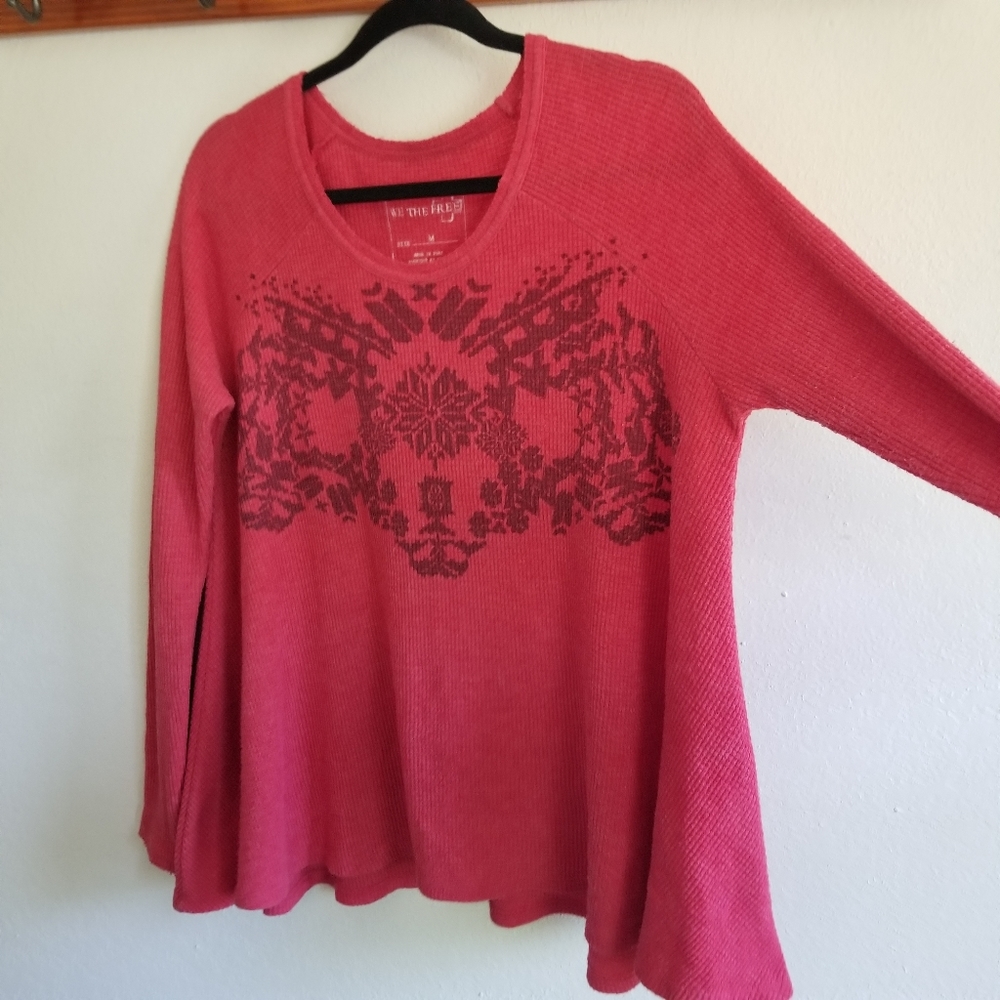 We The Free Waffle/thermal Red Long Sleeve Shirt sz M
